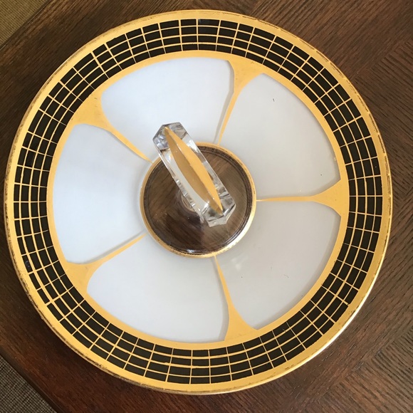 Vintage Mid-Century Modern Atomic Living Glass Appetizer Serving Tray - Picture 1 of 7